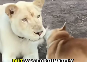 E2105003 Dog love and care gives lion cub a second chance